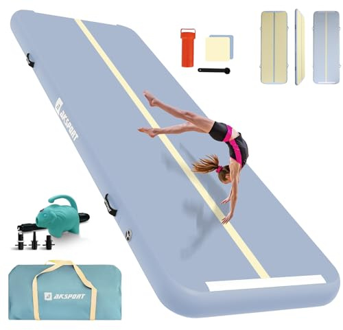AKSPORT Air Matte Track Tumbling Matte,3/4/5/6m Aufblasbar Gymnastikmatte Turnmatte Tumbling Matten 10/20cm hoch mit Luftpumpe für Zuhause/Taumel/Turnhalle/Ausbildung/Cheerleading