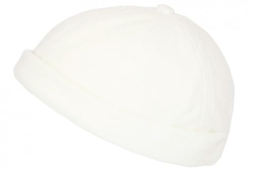 Miki Kerzau Docker-Mütze, weiß, aus Fleece, modisch, Marinestil, Unisex