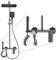 INEX Europa Columna de Ducha Negra Gris Titanio con Cabezal Cuadrado - Columna de Baño 4 en 1 con Alcachofa, Cabezal, Grifo y Chorro - Columna de Baño con Diseño Moderno y 10 Años de GARANTÍA