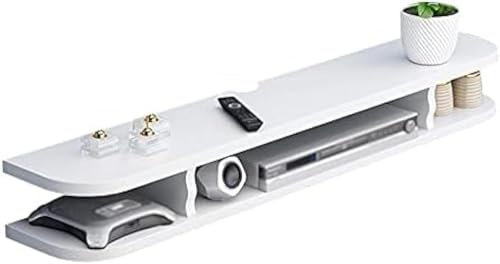 GYDUHYE Meuble de bureau console multimédia en bois à 2 étages avec trou pour fil, meuble TV flottant, économise de l'espace, convient pour les restaurants familiaux, les hôtels, couleur bois, 80 cm