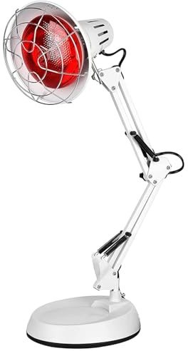 VOVIPO 150W Infrarot Hitze Lampe,Infrarot Hitze Lampe für Zuhause mit Timer,Verstellbarer Support Light Arm und Temperaturregelung,Weiß