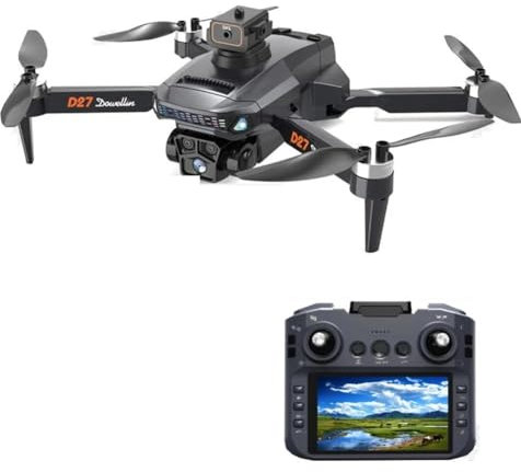 LKHLTBF Triple Battery,Drone GPS d27 Pro Max 8k, caméra HD Professionnelle, 5g, WiFi, FPV, 360°, évitement d'obstacles, sans balais, Grand écran, quadricoptère rc