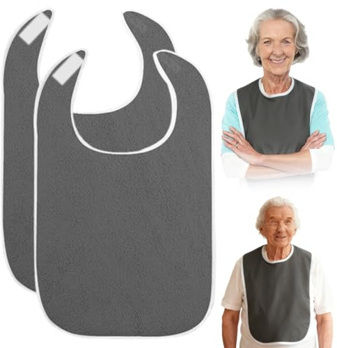 EXIN DECHEN Lätzchen für Erwachsene, Unisex, 2 Stück | Für Senioren, Mit Klettverschluss, Waschbar und Wiederverwendbar, Kleiderschutz, Für Ältere und Behinderte
