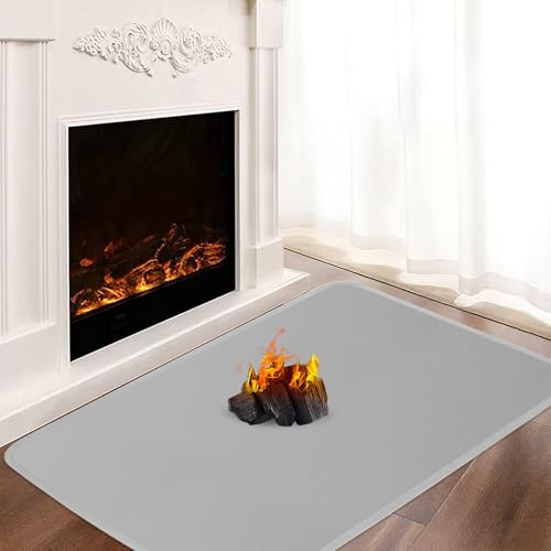 Khongoo Hearth Rugs for Fireplaces Home Protection, 150 x 80 cm, 1mm, Grey | 1832°F Fire proof mat for log burner, fiberglass fire retardant mat shields floors & carpets from embers, easy to clean