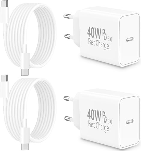 Apple MFi Zertifiziert iPhone 17 Ladegerät, 4Pack PD3.0 40W USB C Ladegerät | Rombica USB C Netzteil Schnellladegerät Stecker mit 2M Type-C Ladekabel für iPhone 17/17 Pro/17 Pro Max/16/16 Pro/15/iPad Pro