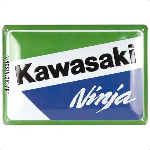 Nostalgic-Art Retro Blechschild, 20 x 30 cm, Kawasaki – Ninja | Original Kawasaki Lizenzprodukt (OLP), aus Metall, Vintage Design, Blechschilder Sprüche, Geschenk-Idee für Biker