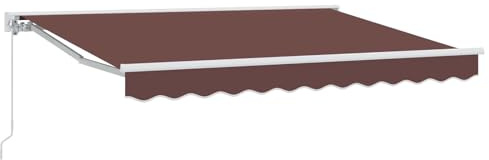 vidaXL Manuell einziehbare Markise Braun 3,5 x 2,5 m, Garten und Terrasse, rechteckige, Moderne, ausziehbare Markise, Perfekter Sonnenschutz, platzsparend, Polyesterstoff