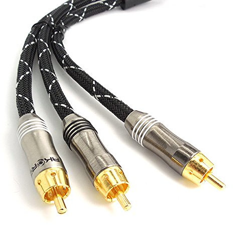 AKORD ® 1 TO 2 RCA MALE SUBWOOFER AUDIO CABLE LEAD -2 WAY Y PHONO SPLITTER (5 Metre)