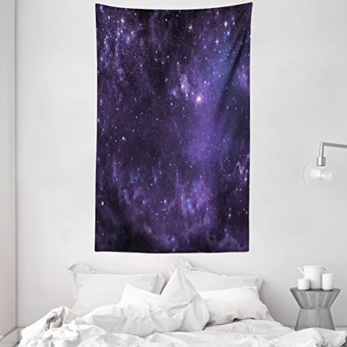 ABAKUHAUS Weltraum Wandteppich und Tagesdecke, Starway anzeigen aus Weiches Mikrofaser Stoff Waschbar ohne Verblassen Digitaldruck, 140 x 230 cm, Black Navy Blue