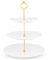 Nyxi White Porcelain 3 Tier Ceramic Cake Stand Afternoon Tea Porcelain Round Display with New Fittings (White Porcelain - Gold Handle)