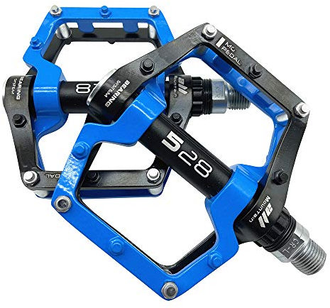 CMUNDLJQ Evetin Plattform Fahrradpedale Aluminium Mountainbike Pedale Stadtrad Trekking Anti-Rutschpedale 181 (Schwarz mit Blau)