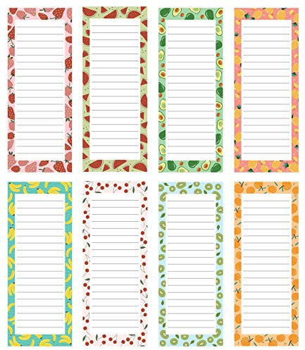 Notizblöcke, magnetisch, Früchte, 22,9 x 8,9 cm, groß, 60 Blatt pro Block für Einkaufsliste, Einkaufsliste, To-Do-Liste, Erinnerungen, Rezepte
