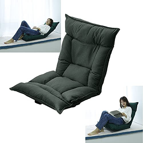 Silla De Suelo con Respaldo Reclinable, Silla Plegable De Suelo Gaming, Silla De Piso Meditacion Ajustable De 6 Posiciones, Silla Japonesa Ergonomica, Lazy Balcony Meditation ChairBlack