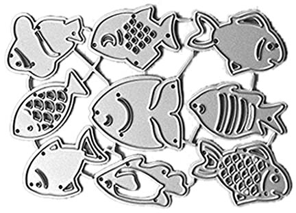 Kcibyvx Stanzmaschine Stanzschablone, Fische Scrapbooking Stanzschablonen Stanzformen Prägeschablonen Papier Handwerk Deko Festival Weihnachten Geburtstag Karten Geschenk