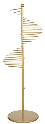 ZXXL Schalhalter Aufbewahrung Hoher Moderner Schalhalter mit 28 Haken, Stehender Schrank-Organizer für Frauen/Gürtel/Krawatte/Hijab/Schals, Schwerlast-Ausstellungsständer (Color : Gold)