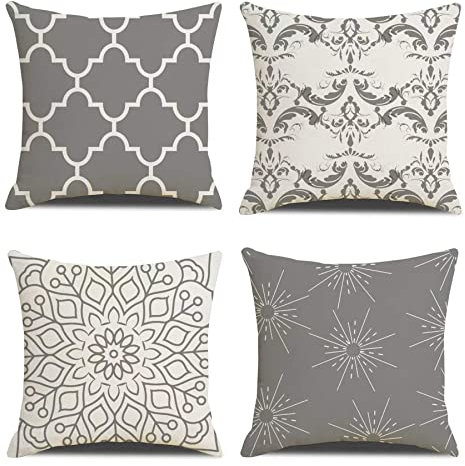 Kissenbezug Kissenhülle 4er Set 40X40cm Bauernhaus Dekorative Dekokissen Geometrische Zusammenfassung Akzent Kissenbezüge Dekorative Kissen Moderne Draußen Drinnen für Sofa Stuhl Schlafzimme Büro Auto