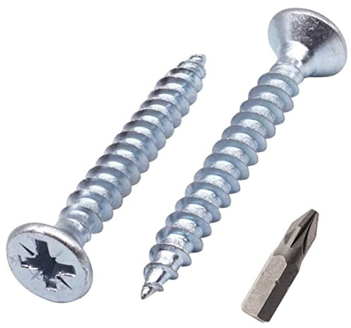 SKIR'CO Lot de 600 vis à bois en acier zingué à tête fraisée Pozidriv Vis à panneaux d'aggloméré PZ entièrement filetées 5,0 x 35 mm