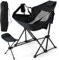 COSTWAY Hammock Camping Chair, Folding Swing Chair with Adjustable Back, Head Pillow, Cup Holder & Carry Bag, Portable Rocking Recliner for Picnic Fishing Hiking (with Retractable Footrest, Black)
