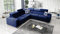 All4All Ecksofa mit Schlaffunktion Hugo III Wohnlandschaft L-Form mit Bettkasten Gesteppt mit USB Port mit Ablage Chromfüße Modern Grau Blau Braun 26 (Magic Velvet 2216, Seite Links)