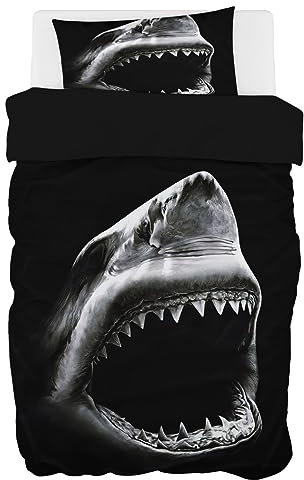 Zomer Bettwäsche 135 x 200 cm Ozean Hai Motiv Bettbezug Set 2teilig Weich Mikrofaser Bettwäsche Deckenbezug - 1 Flauschige Bettbezug und 1 Kissenbezug 80x80cm