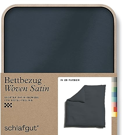 schlafgut Woven Satin Bettwäsche 200x200cm Bettdecke Bezug einzeln, Grey Deep Uni in Hotelqualität mit 100% Baumwolle