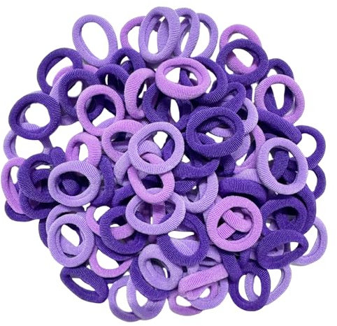 Cooetr Haargummi Baby - 100 Stück Elastische Klein für Kinder Mädchen, Winzige Weiche für Kleinkinder (Lila)