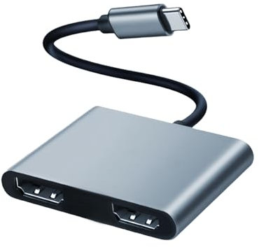 USB C to Dual HDMI Adapter 4K@60Hz,Type C to HDMI Splitter Extended Display for Laptop HP/Dell/Surface/Lenovo/M-acBook/Chromebook etc(Gray)