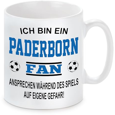 Fussball Tasse | Ich bin ein Paderborn Fan - Ansprechen während des Spiels auf eigene Gefahr | Keramiktasse für Fußballfans | Spülmaschinenfest | hochwertiger Druck