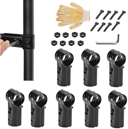 T Pipe Clamps, T Clamps for Terminal Track,8X T Link Post Clamps with Hex Key and Gloves | 1 Inch Stainless Steel Clamps for Fencing, Handrail, Scaff