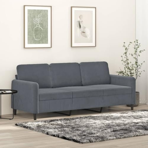 Willood 3 Sitzer Sofa mit Schlaffunktion Couch für Wohnzimmer Schlafzimmer Dunkelgrau 180 cm Samt