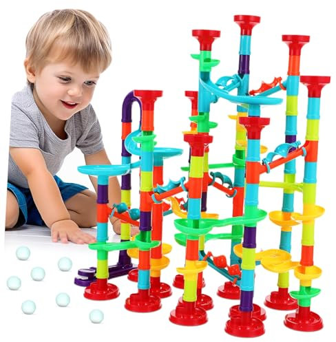 FOYTOKI 1Satz Kugelbahn Bausatz für Interaktives Marmorlabyrinth mit Bausteinen Kreatives Konstruktionsspielzeug für Kleinkinder Fördert die Kreativität und Motorik Langlebig