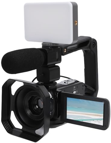 Fabater Videokamera-Camcorder, 8K 64MP Ultra HD WiFi Vlog-Kamera mit 32G-Kartenmikrofon, 18-facher Zoom, 3 Zoll um 270° Drehbarer Touchscreen, Nachtsicht, Handheld-Stabilisierung