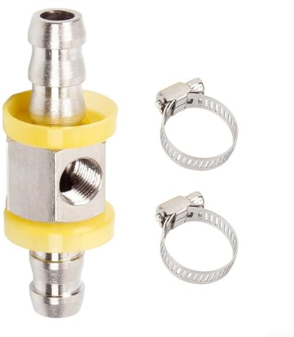 Componente di monitoraggio del sistema di alimentazione con raccordo a T 3/8 e 1/8-27 NPT per porta per misurare i livelli di pressione del tubo del carburante (1/2)