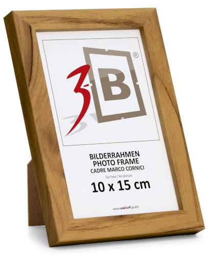 3-B Bilderrahmen GERA – Natur - 10x15 cm - Holzrahmen, Fotorahmen, Portraitrahmen mit Acrylglas