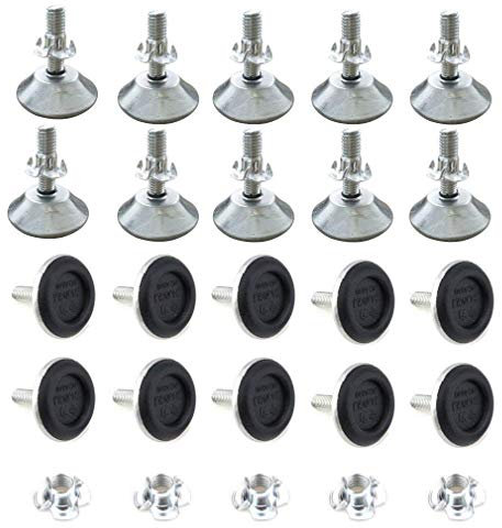 Lot de 10 pieds de nivellement réglables M8 pour meubles, avec écrou en T, 40 x 30 mm