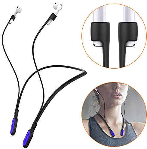 HALLEAST Silicone Strap Compatible with Apple Airpods Pro 2,3,Pro,2 & 1 Anti-Lost Neck Strap Sport Neckband holder Running Wire Cable Cord Connector,Light Blue