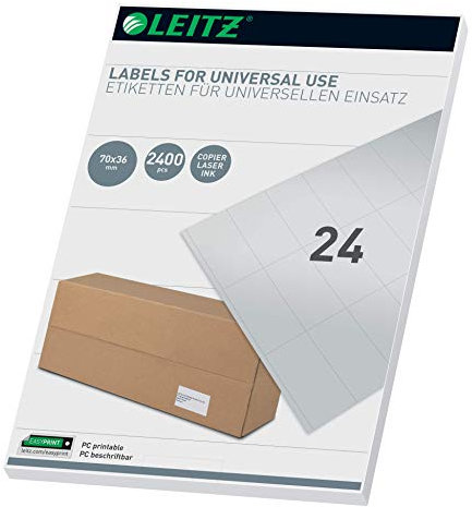 Leitz PC-beschriftbare Universal Etiketten 70 x 36 mm, Weiß, 61790001