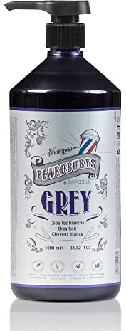 Beardburys Grau Shampoo | Tönendes Shampoo für Graues, Weißes oder Blondes Haar, das Gelb- und Orangetöne entfernt. Shampoo für graues Haar mit violettem Pigment No Yellow. 1 L