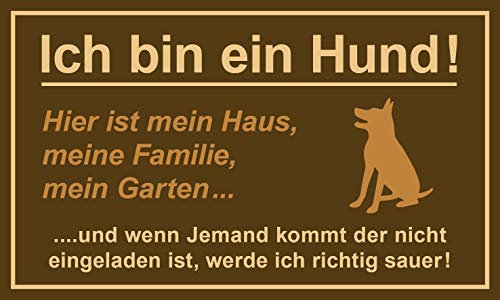 Ritter Mediendesign Hundeschild 'Ich Bin EIN Hund Hier ist Mein Haus Familie Garten' - Wetterfest und UV-Beständig - Polystyrol - 25 cm x 15 cm