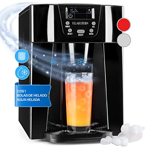 Klarstein Maquina de Hielo para Casa, 2L, Ice Maker Encimera 12 kg, Maquina para Hacer Cubitos de Hielo Grandes Casa con Panel Táctil y Sistema Auto Limpieza, Función Extra Rápida