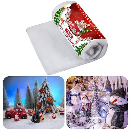 BBTO Weihnachten Schneedecken Set Künstliche Schnee Decken für Weihnacht Dorf Hintergrund Dekorationen, 60 Zoll x 6,6 Feet (1 Stück)