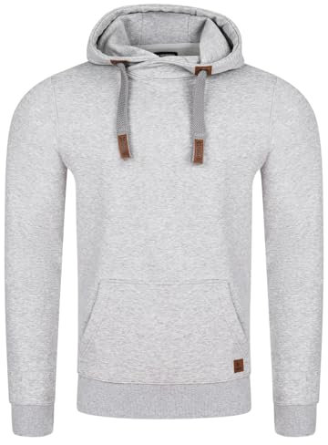 riverso Hoodie Herren Regular Fit RIVNiklas Kapuzenpullover Pullover Cross-Over-Kragen Grau S (S, Grey Melange Standard 1 (BJD))
