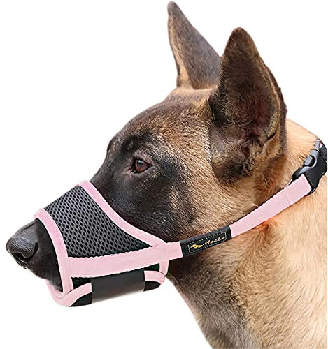 HEELE Maulkorb Für Hunde, Verstellbare Schlaufe, Atmungsaktiv, Sicherer, Schneller Sitz Für Kleine, Mittelgroße Hunde, Verhindert Das Beißen, Kauen Und Bellen (S, Rosa)