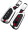 Happyit Cas de Couverture de Clé de Voiture en Alliage de Zinc pour Volkswagen VW Golf 8 Mk8 2020 Skoda Octavia 3 Boutons Bande Lumineuse Tricolore de Protection étanche à 360 ° (Argent)