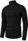 Hisir Pull Homme Col Roulé Tops Twisted Tricoté Pullover Sweater Hiver Slim Fit Pull à Manches Longues Couleur Unie Basique Pulls Chauds (Noir, L)