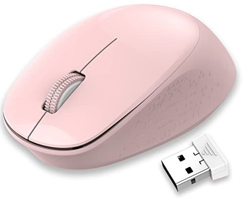 LeadsaiL Mouse Wireless, Silenzioso Mouse Senza Fili per PC Portatile, Ergonomico 2,4 GHz USB Mouse, 1600 DPI, Compatto, Smooth Tracking per Chromebook, Mac, Computer, Notebook - Rosa