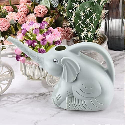 Pcscevcr Regadera de plástico con forma de elefante de 2 litros, bonita regadera de animales con boca larga, regadera de elefante de nariz larga, hervidor de jardinería (azul)