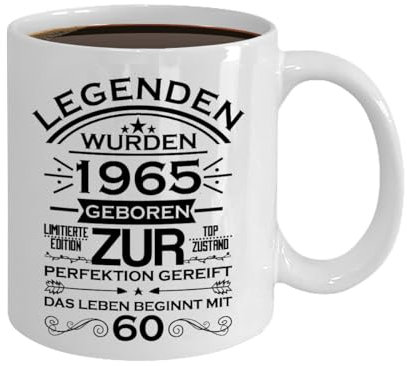 60 Geburtstag Legenden 1965 geboren Keramik 375 Milliliter Mann Frau Scherzartikel Tasse Kaffeebecher Geschenkidee (60 Jahre)
