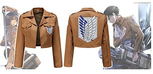 Jiumaocleu Anime Cosplay Jacke, Eren Jaeger, Mikasa, Levi Cosplay Umhang Umhang Jacke Scouting Legion Freiheit Cosplay Kostüm Kleidung Unisex