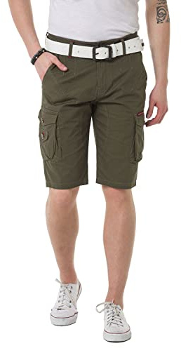 Cipo & Baxx Herren Shorts Bermuda Capri Cargohose Premium Kurze Hose Pants CK265 Khaki W32